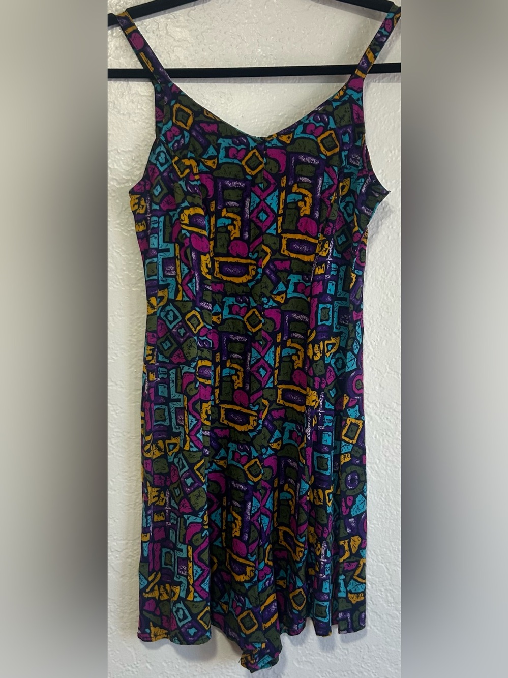 Multicolor Geometric Print Spaghetti Strap Romper